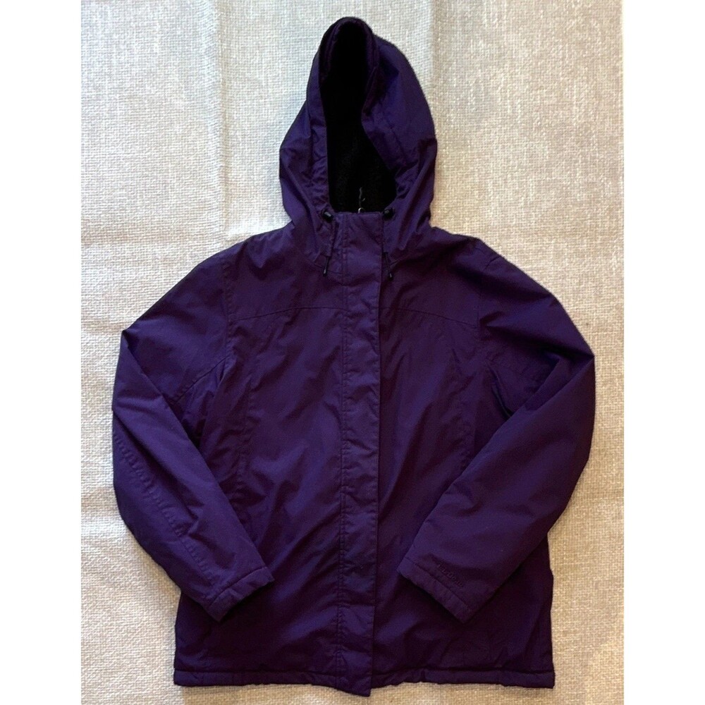 L.L. Bean Women's Winter Warmer Jacket Size Large Purple Fleece Lined Hooded